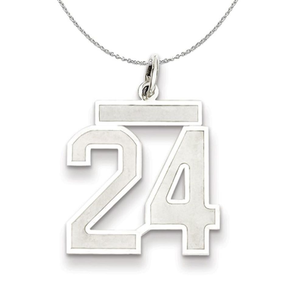 Sterling Silver, Jersey Collection, Medium Number 24 Necklace - 18 In